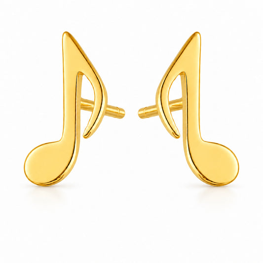 Gold Music Note Stud Earrings – Polished Quaver