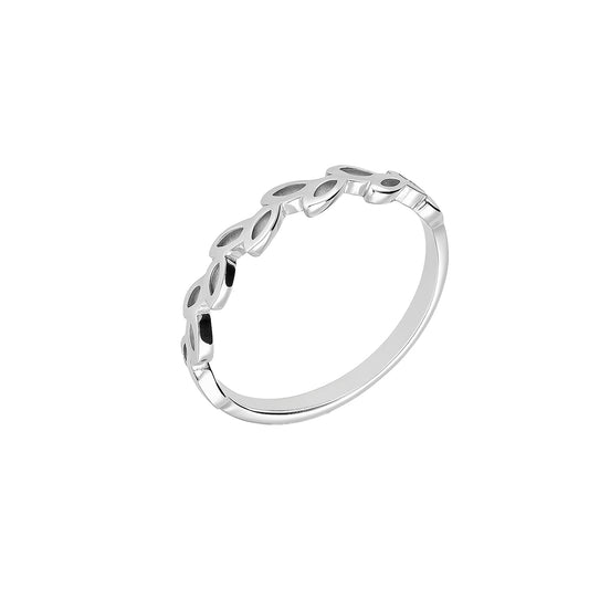 Sleek Silver Leaf Ring