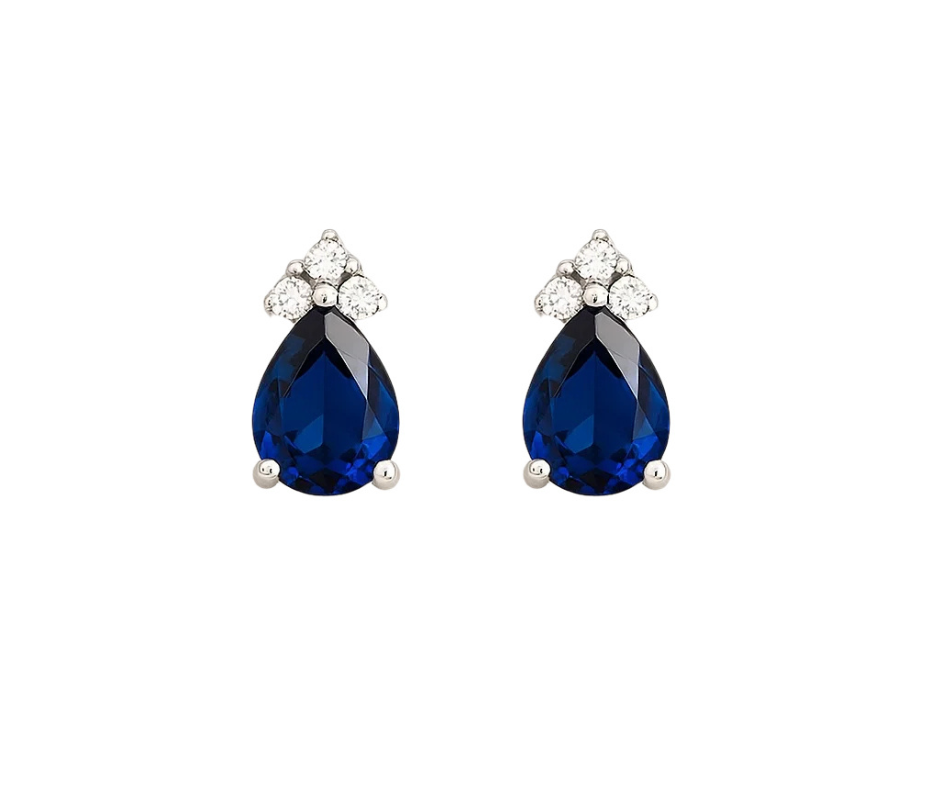 Silver Earrings with Blue Colour Zirconia