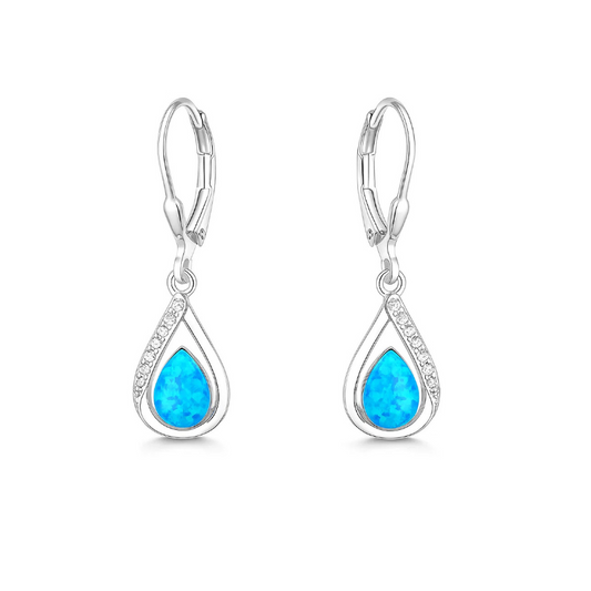 Silver Earrings with Opal Stone