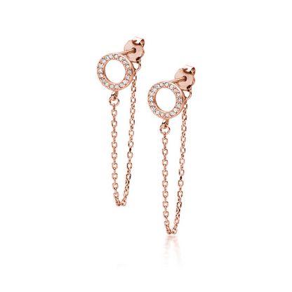 Rose Gold Circle Chain Earrings