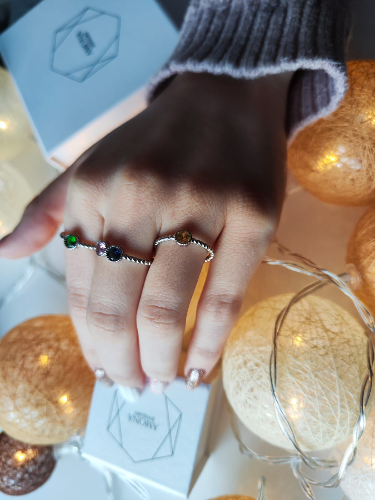 Plain Silver Ring With Colour Stone