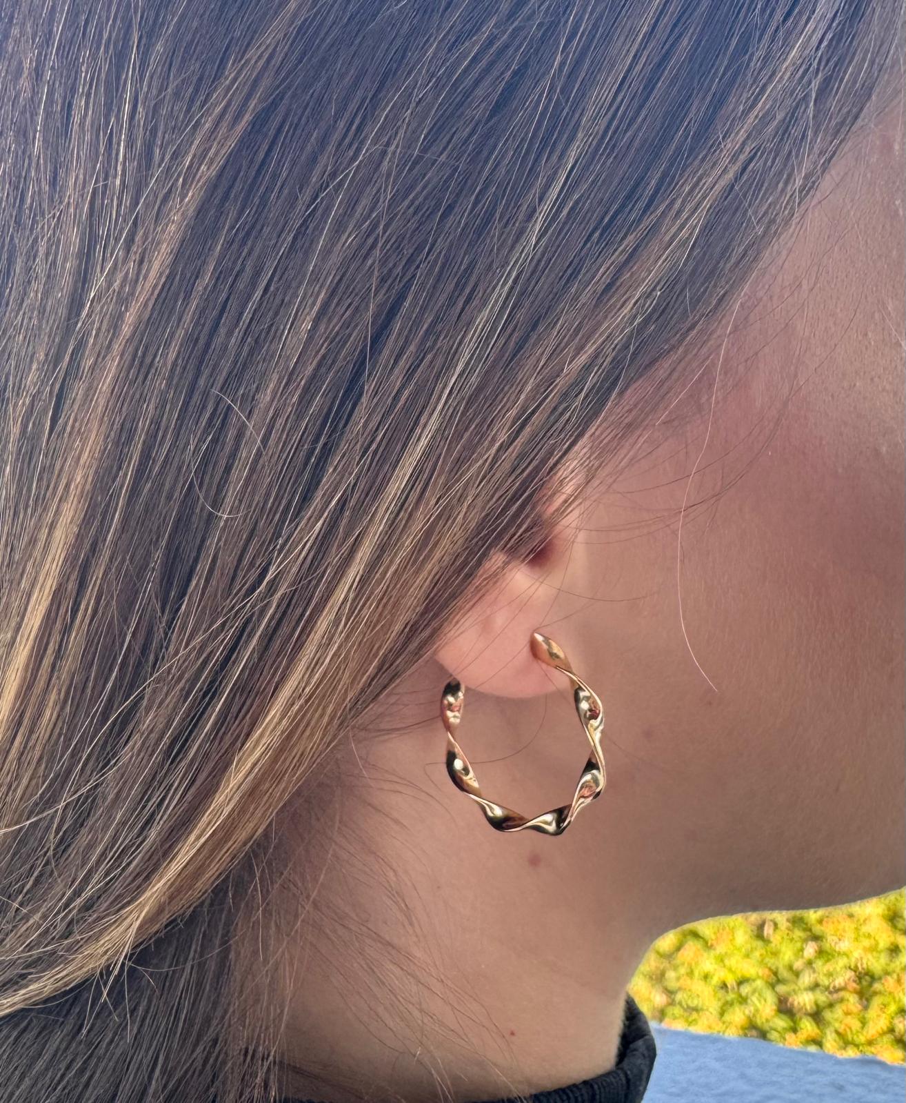 Twisted Gold Hoop Earrings