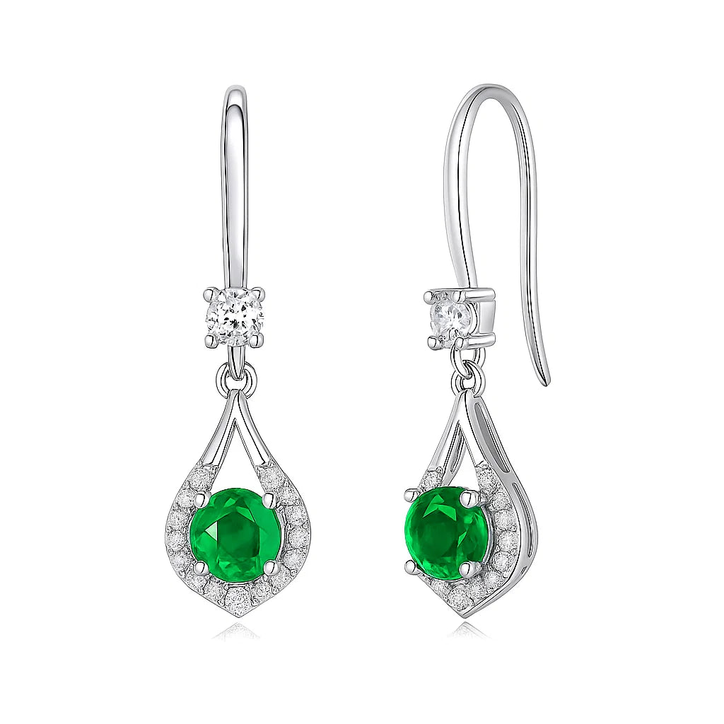 Silver Earrings with Emerald