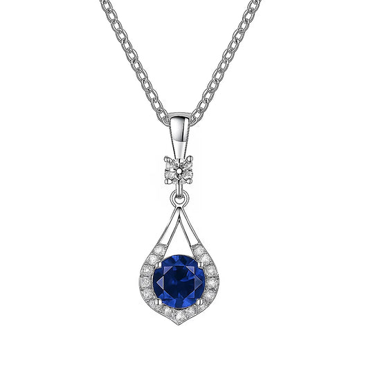 Silver Necklace with Sapphire