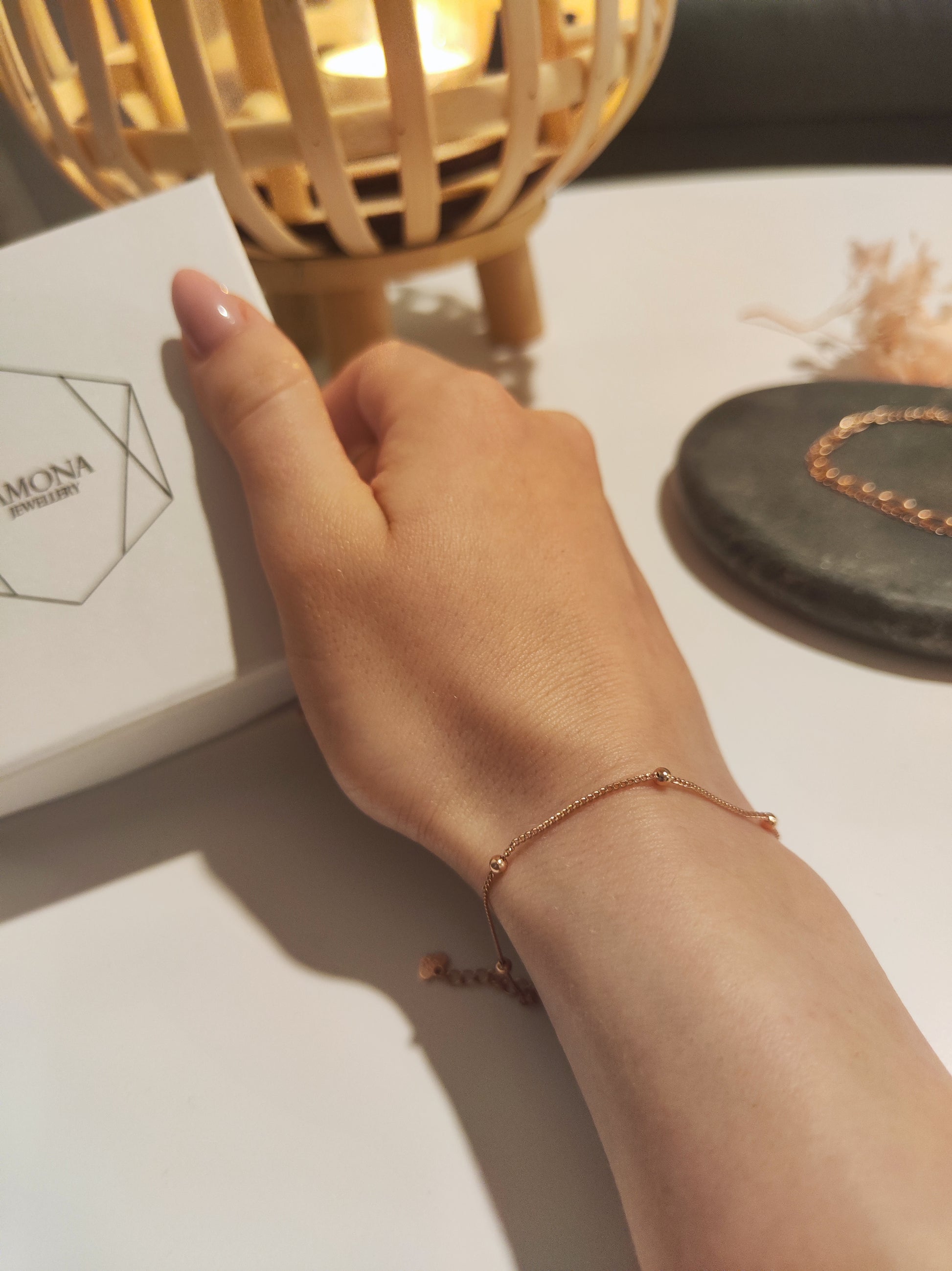 Rose Gold Bracelet with Beads - Amona Jewelry