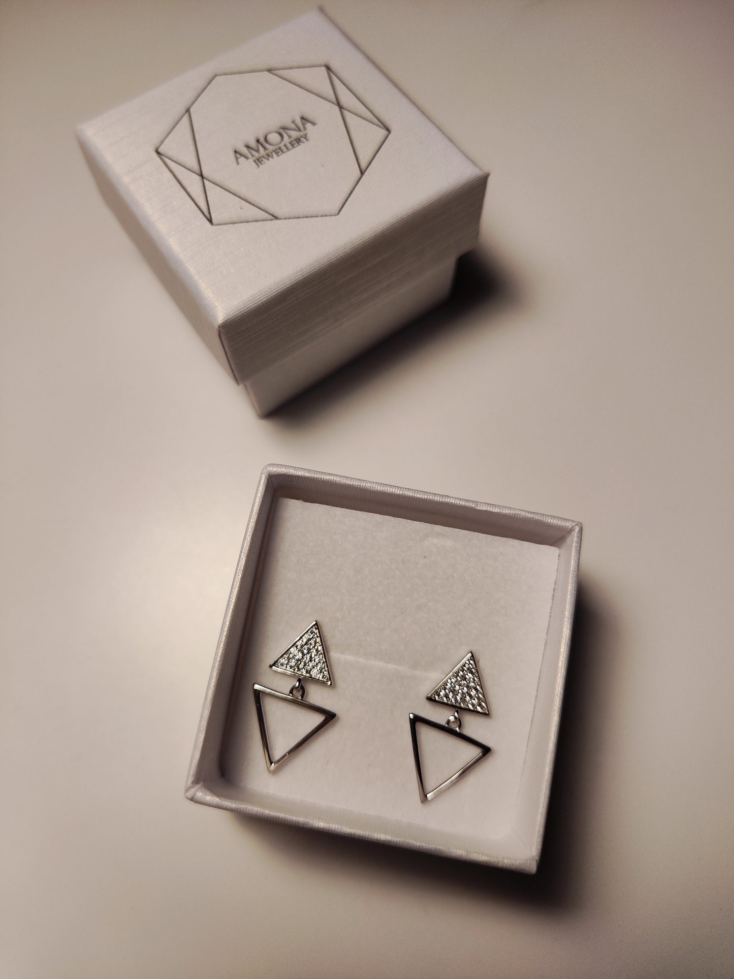 Triangle Earrings with Zirconia