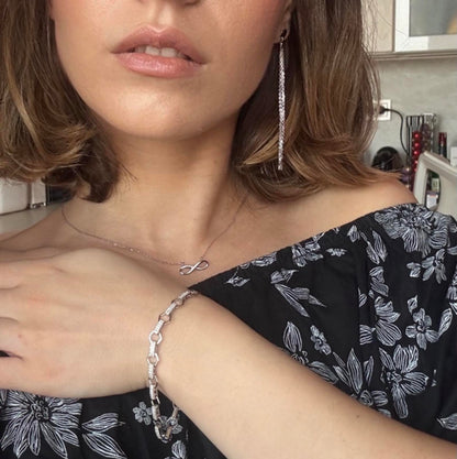 Elegant Silver Circle Chain Earrings