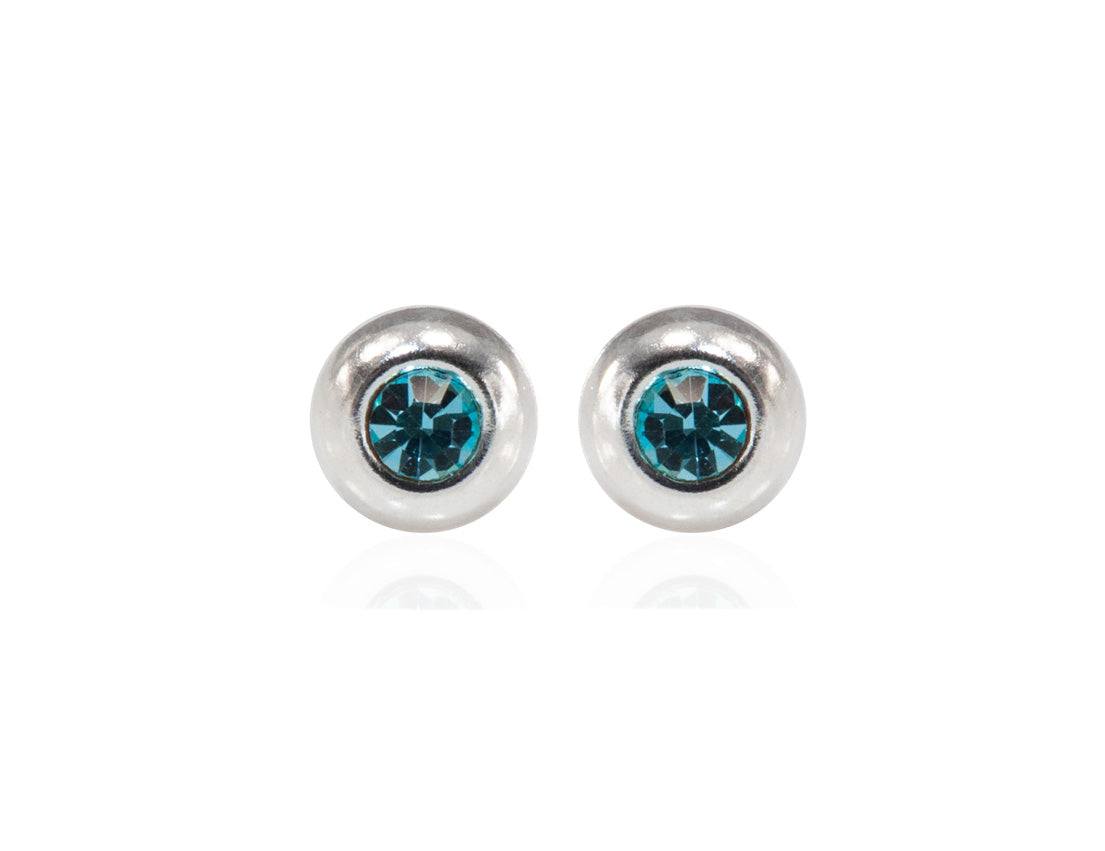 Round Topaz CZ Colored Classic SIlver Stud Earrings - Amona Jewellery