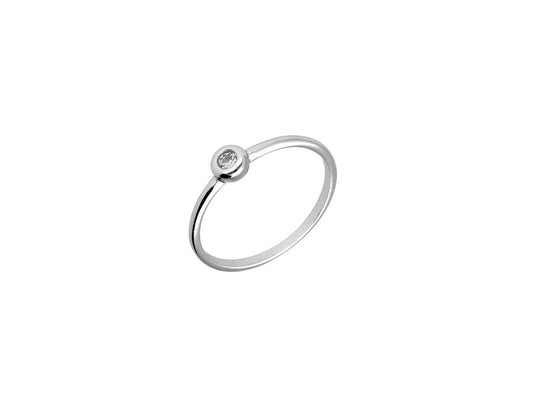 Solitair Silver Rhodium Plated Ring - Amona Jewellery