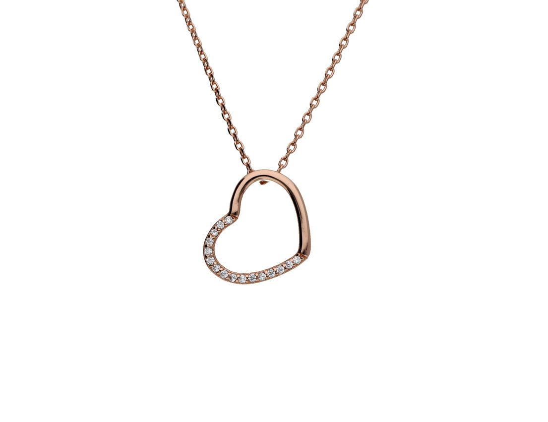 Silver Heart Necklace Rose Gold Plated Amona Jewellery