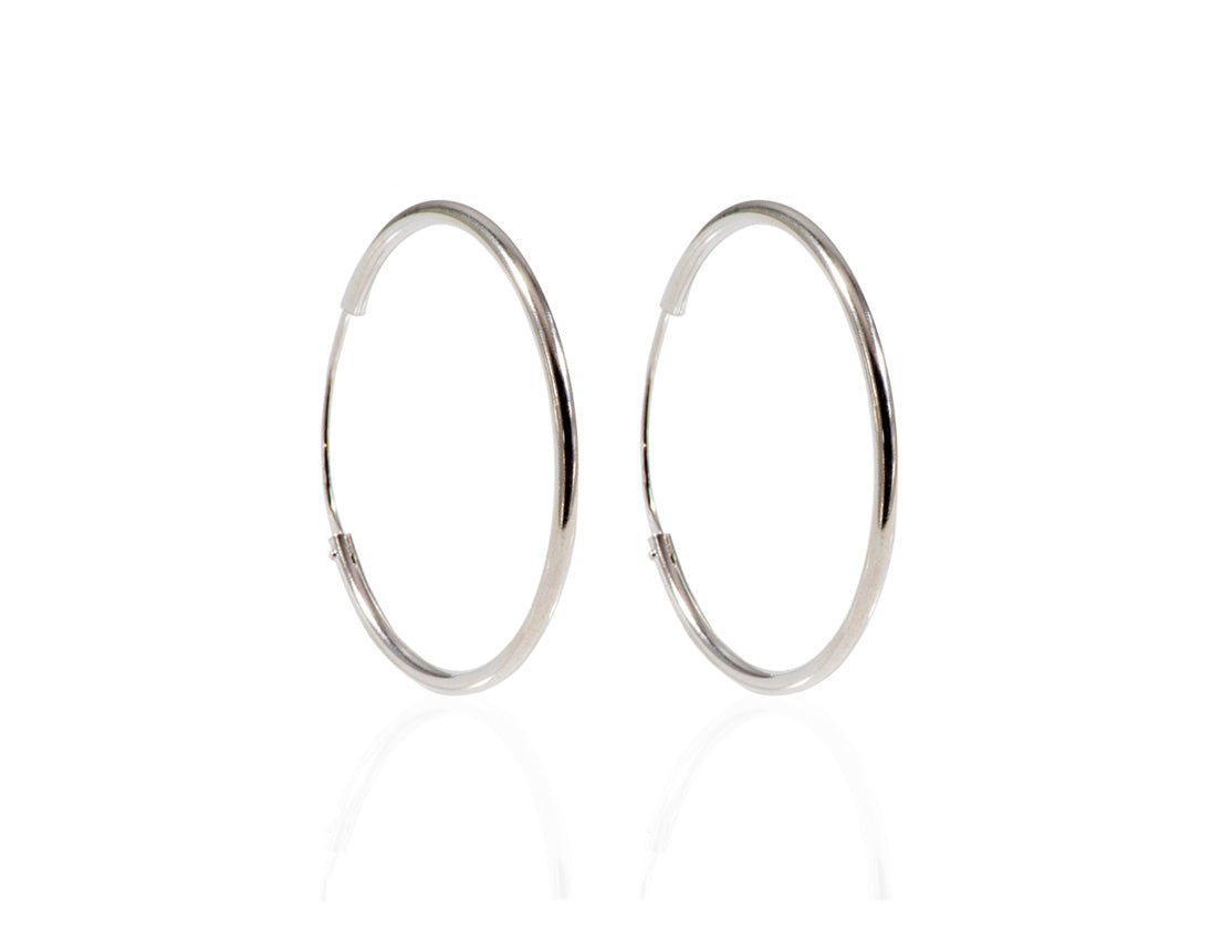 Silver Hoop Earrings Rhodium Plated 30 mm Amona Jewellery