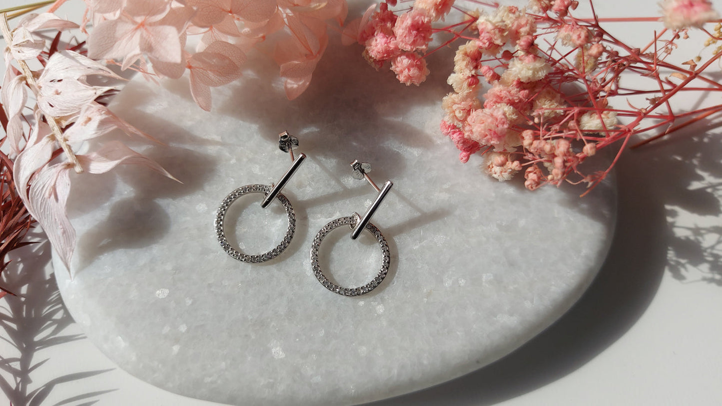 Circle Earrings with CZ- Amona Jewelry