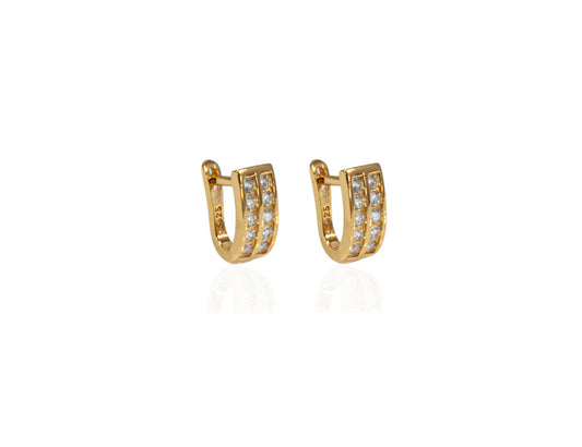 Hoop Earrings Cubic Zirconia Stones 18K Gold Plated Amona Jewellery