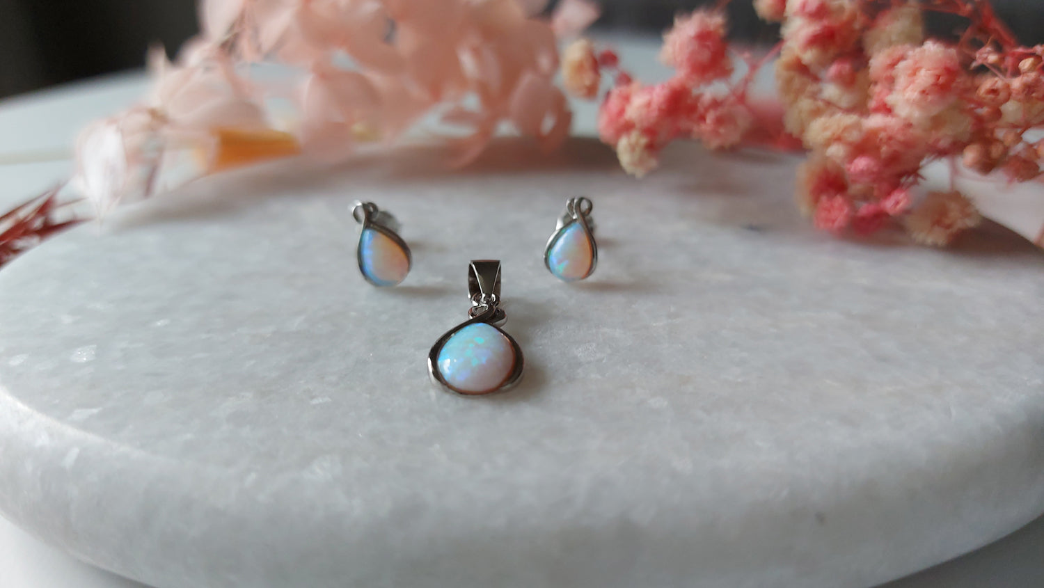 Silver Earrings with Opal - Amona Jewelry