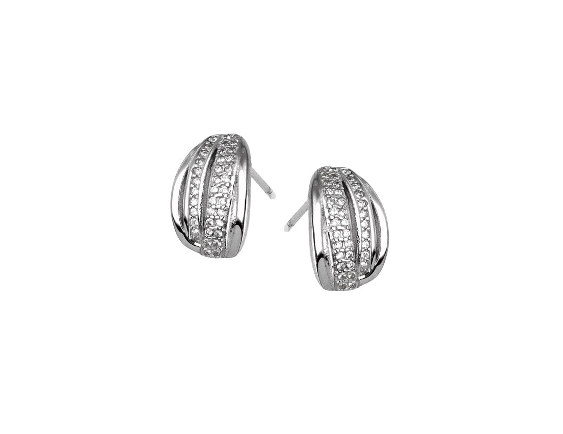 Silver Half Hoop Earrings Rhodium Plated  Amona Jewellery