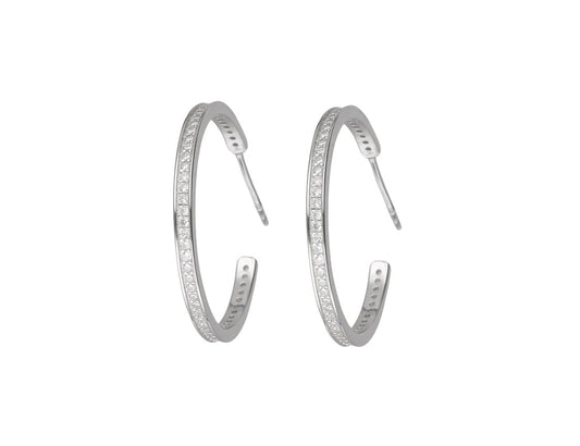 Silver Hoop Earrings CZ Stones 25 mm Amona Jewellery