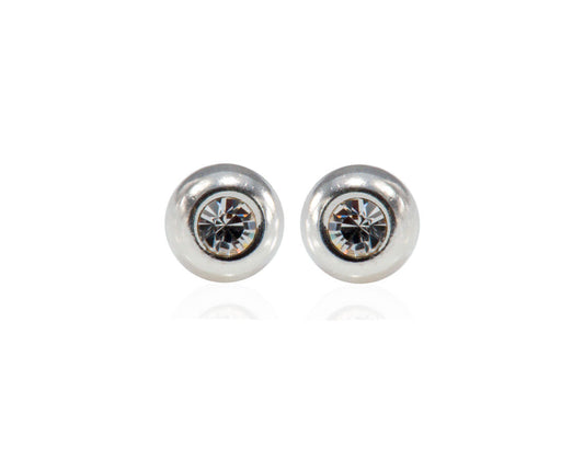 Round Cubic Zirconia Classic SIlver Stud Earrings - Amona Jewellery