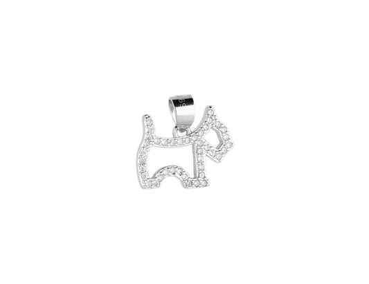 Silver Pendant Dog Westie CZ Stones Rhodium Plated Amona Jewellery