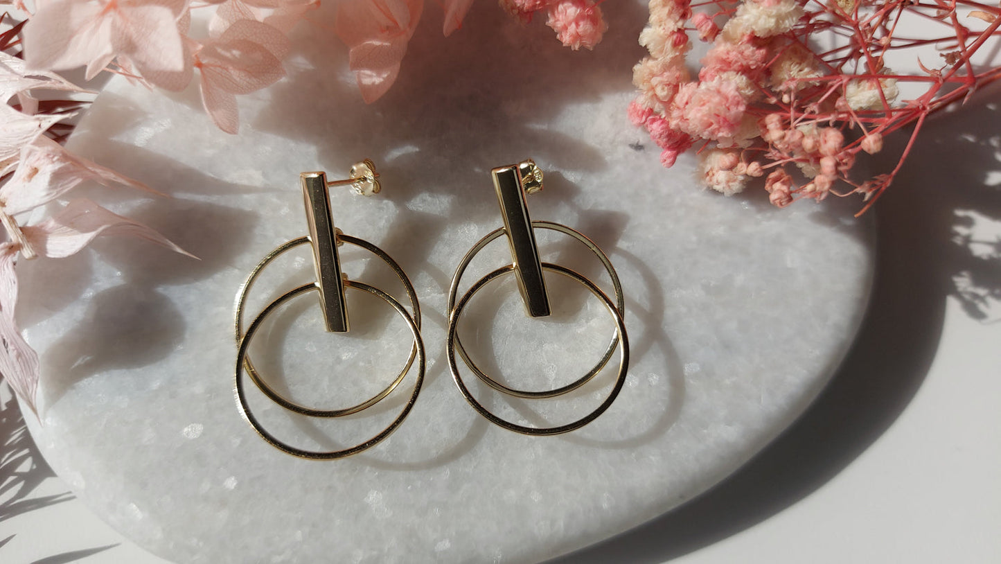 Golden Circle Pairs Stud Earrings - Amona Jewelry