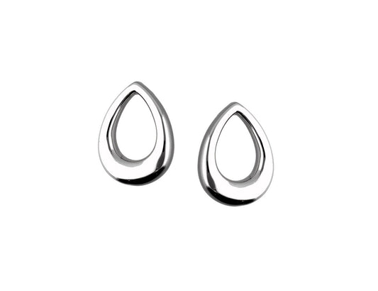 Silver Stud Earrings Tear Shape Rhodium Plated  Amona Jewellery