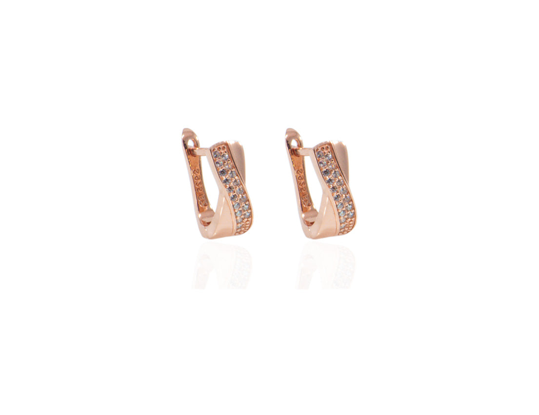 Hoop Earrings CZ Stones Rose Gold Plated Amona Jewellery