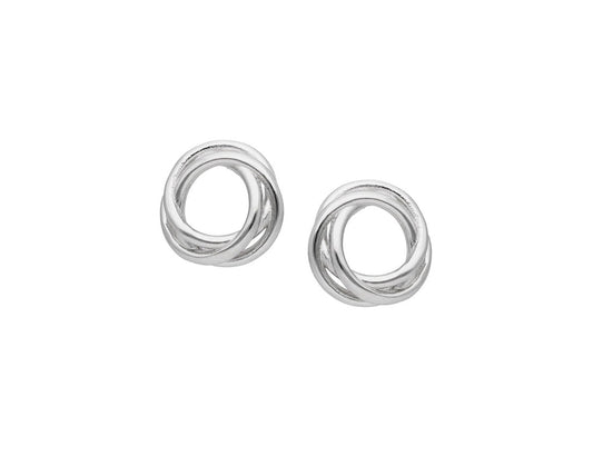 Silver Stud Earrings Three Circles Rhodium Plated  Amona Jewellery