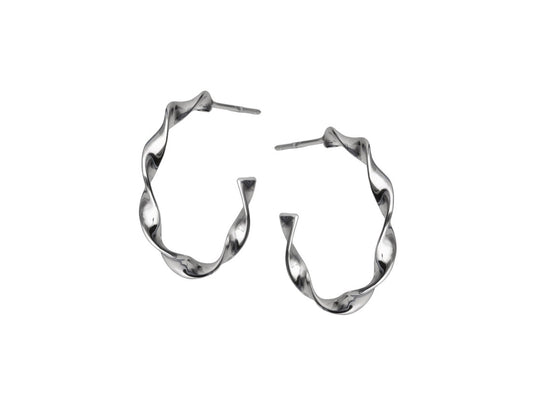 Silver Twisted Hoop Earrings Rhodium Plated  Amona Jewellery