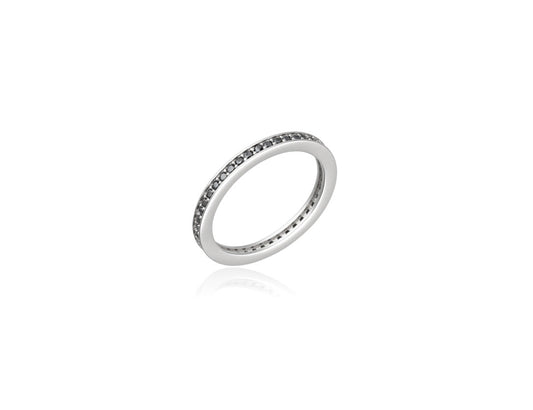 Silver Eternity Ring with Black Cubic Zirconia - Amona Jewellery