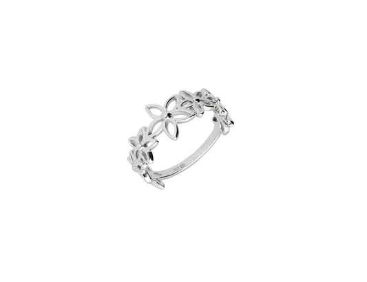 Silver Ring With Flowers Rhodium Plated - Amona Jewellery
