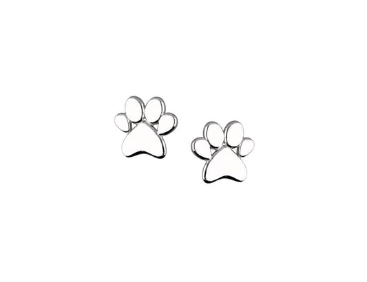 Silver Dog Paw Stud Earrings Rhodium Plated  Amona Jewellery