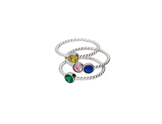 Multi Color CZ Silver Stacking Rings - Amona Jewellery