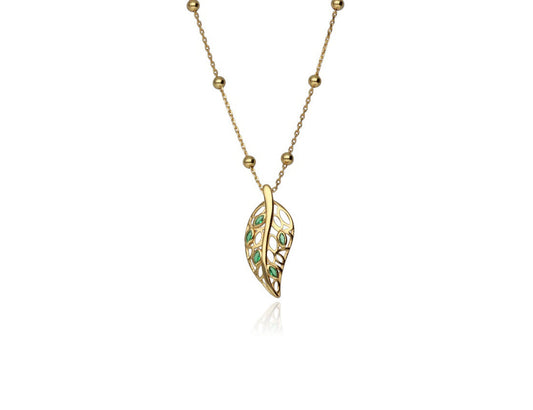 Golden Leafy Green Necklace - Amona Jewellery