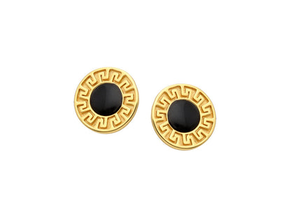 Silver Black Enamel Stud Earrings 18K Gold Plated  Amona Jewellery