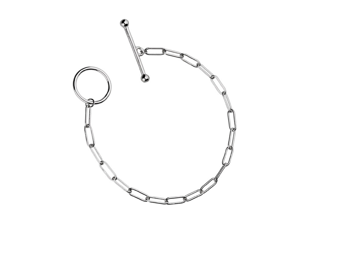 Rhodium Plated Toggle Clasp Peperclip Bracelet - Amona Jewellery