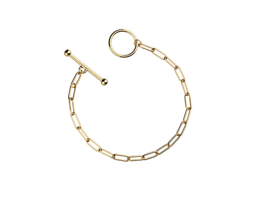 Gold Plated Toggle Clasp Peperclip Bracelet - Amona Jewellery