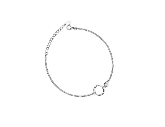 Silver Rhodium Plated Two Circle Bracelet CZ Stones- Amona Jewellery