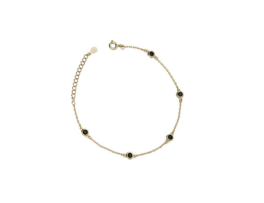 Gold Black Zirconia Bangle - Amona Jewellery