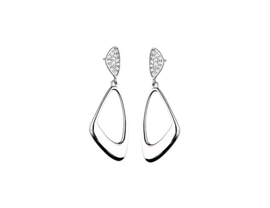 Silver Dangle Earrings Cubic Zirconia Stones Rhodium Plated Amona Jewellery