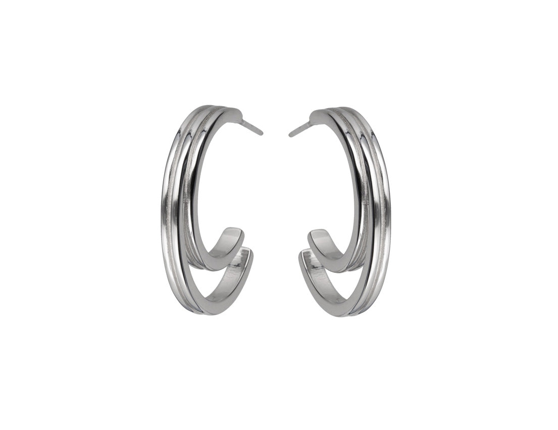 Silver Hoop Earrings Rhodium Plated Amona Jewellery