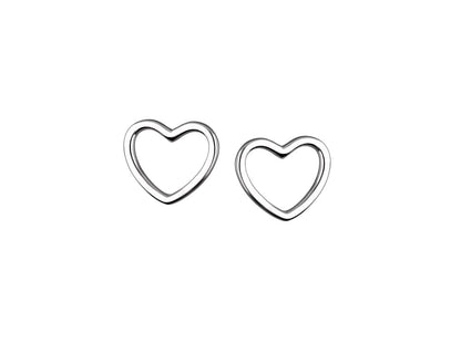Silver Heart Stud Earrings Rhodium Plated Amona Jewellery