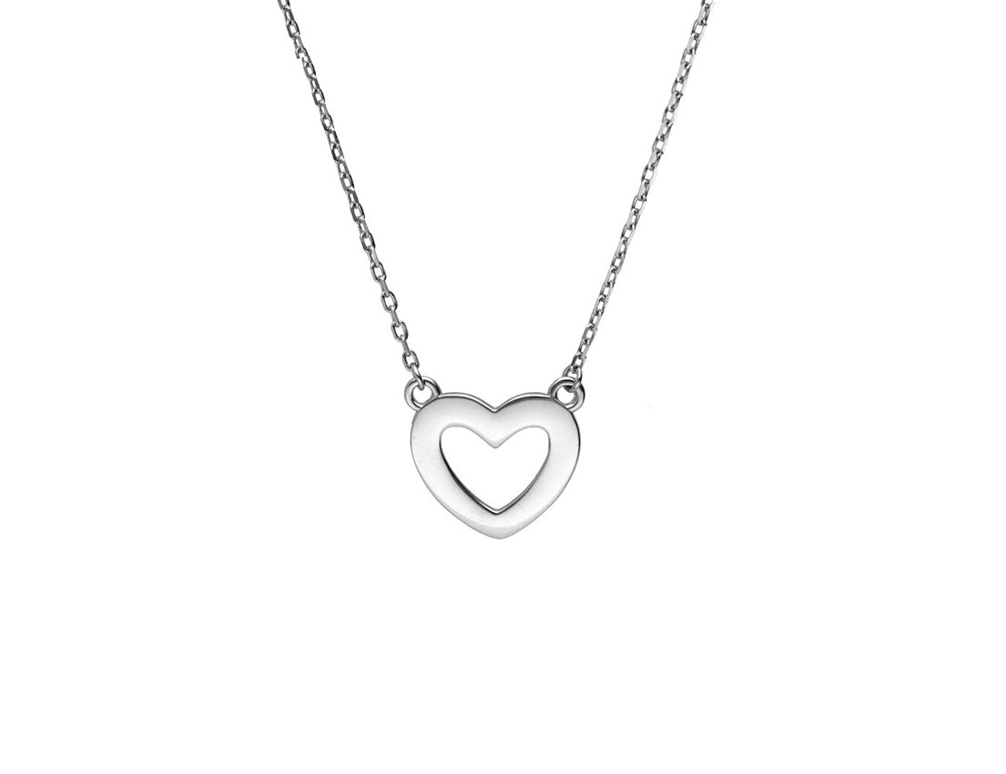 Silver Heart Necklace Rhodium Plated Amona Jewellery