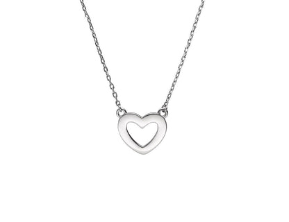 Silver Heart Necklace Rhodium Plated Amona Jewellery