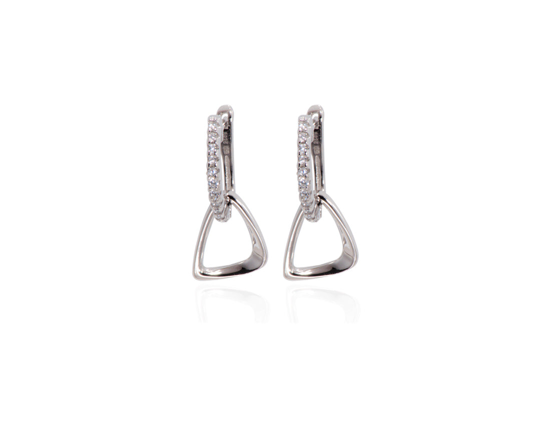 Silver Dangle Earrings CZ Stones Rhodium Plated Amona Jewellery