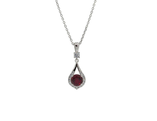 Ruby Silver 925 Necklace Rhodium Plated Amona Jewellery