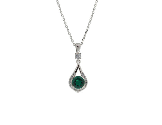 Emerald Silver 925 Necklace Rhodium Plated Amona Jewellery