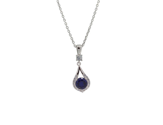 Sapphire Silver 925 Necklace Rhodium Plated Amona Jewellery