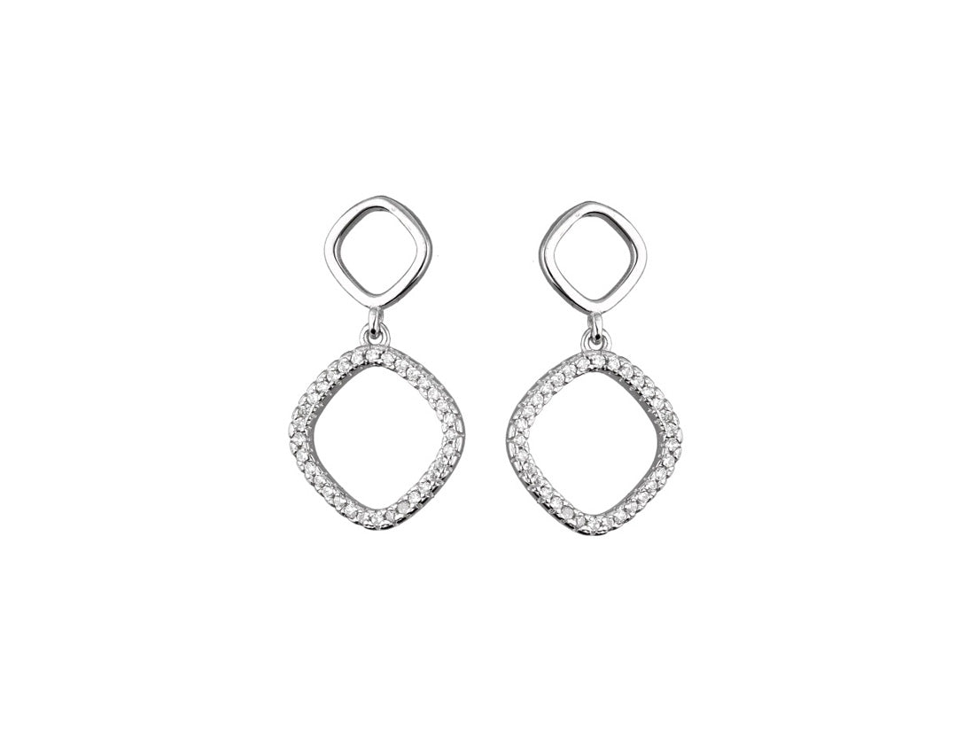 Dangle SIlver Earrings with Zirconia - Amona Jewellery