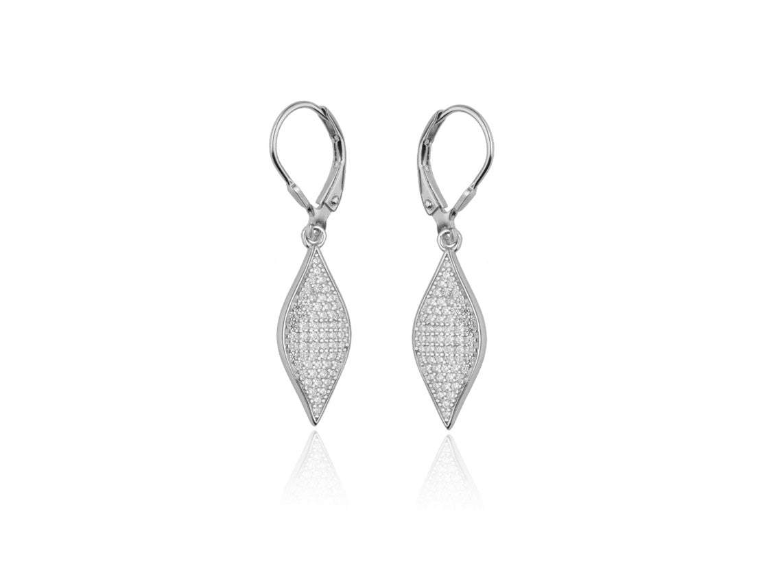 Lever Back SIlver Earrings Covered With Cubic Zirconia - Amona Jewellery