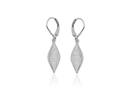 Lever Back SIlver Earrings Covered With Cubic Zirconia - Amona Jewellery